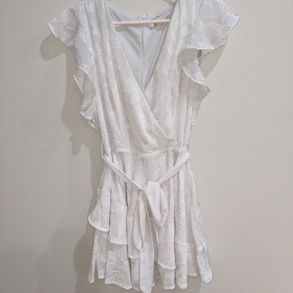 White Ruffled Wrap Romper